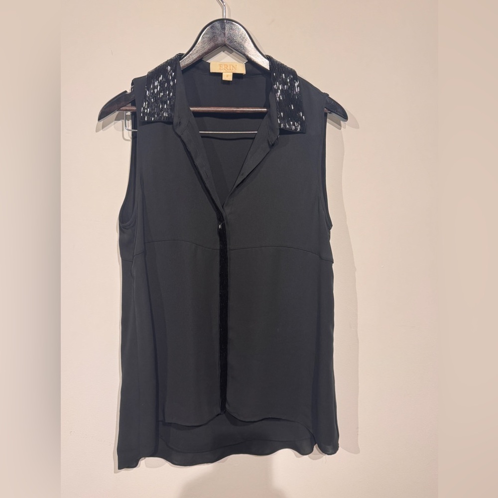 ERIN by Erin Fetherston Black Sleeveless Sequin-Collar Camisole